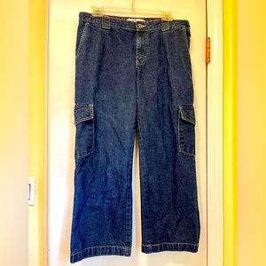 Vintage Y2K Tommy Hilfiger Wide Leg Cargo Cropped Jeans Capri Sz 10  32” waist